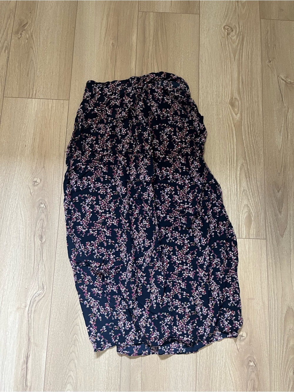 rag & bone Black Maxi Skirt with Pink Floral Print